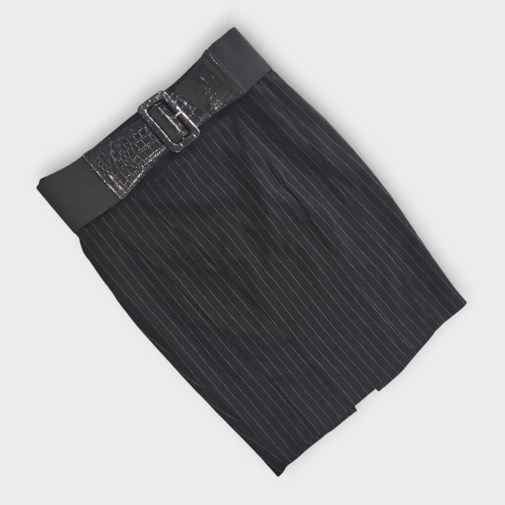 Stooshy Skirt Womens Small Black Pinstripe Body Con Wiggle Skirt Office Siren